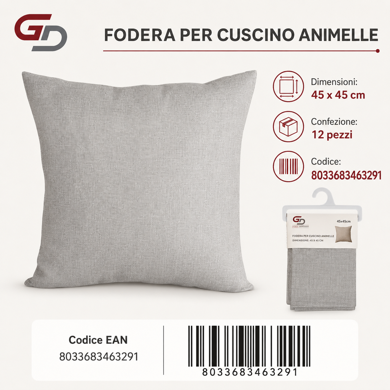 Federa Per Cuscino Animelle Joelle 45*45Cm