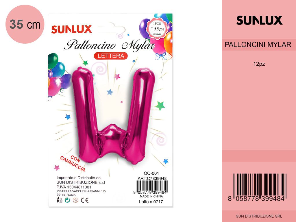 Palloncino Mylar Fucsia Lettera W