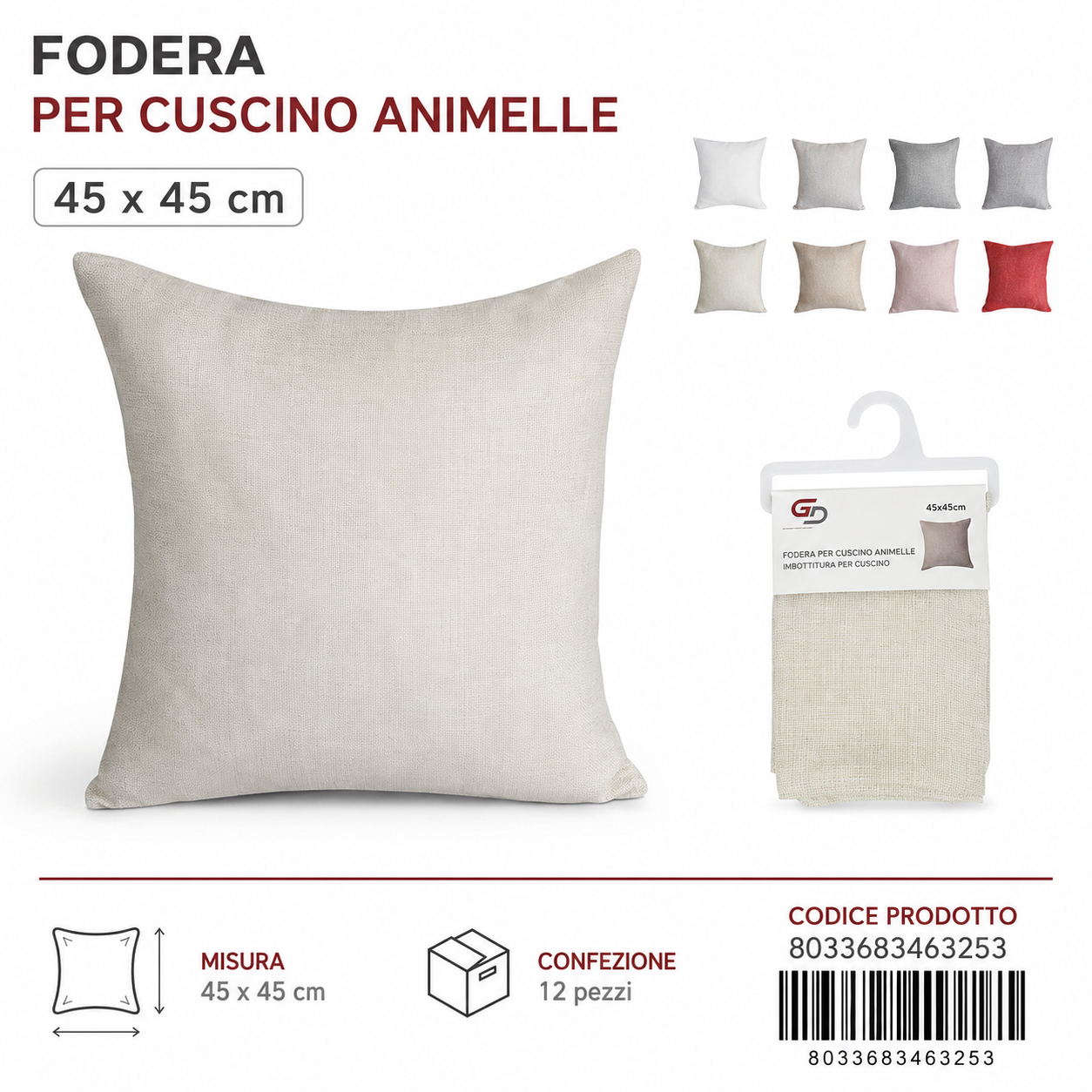 Federa Per Cuscino Animelle Joelle 45*45Cm