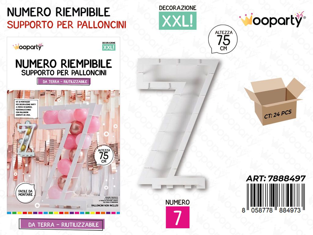 Wooparty Num. Riempibile Pallonc. N.7 75CM