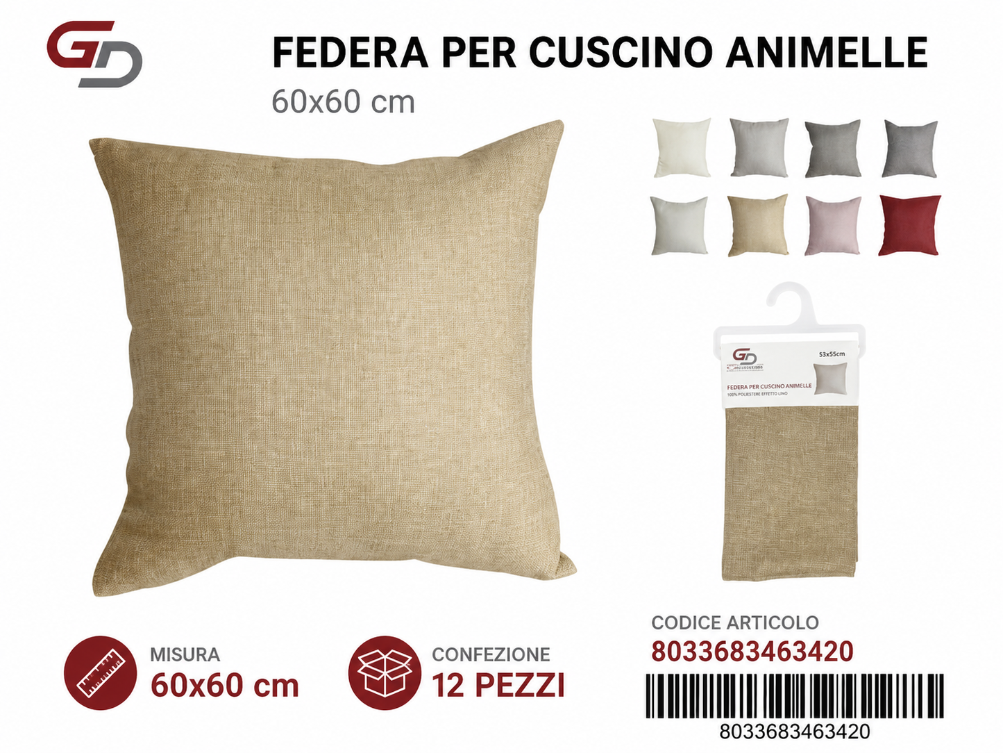 Federa Per Cuscino Animelle Joelle 60*60Cm