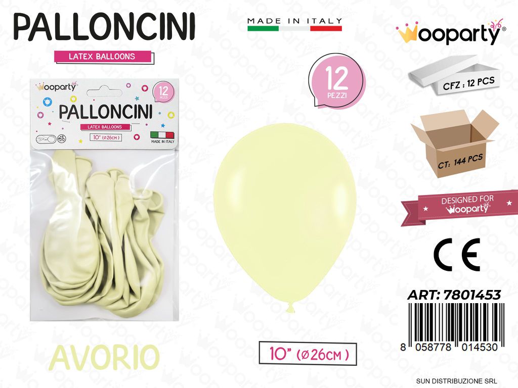 Palloncini Avorio 10 D.26CM 12PCS