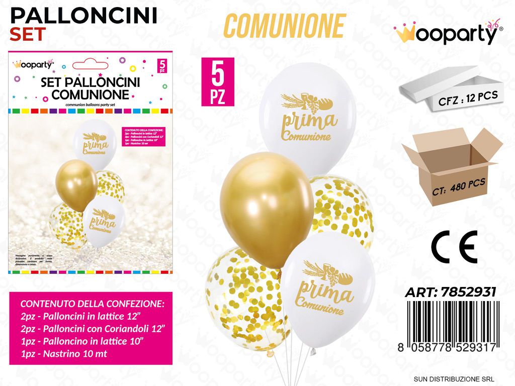Set Palloncini Comunione 5PCS Ass. / Pz da 12