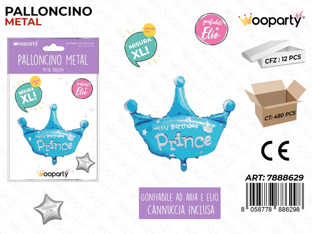 Palloncino Metal H. Birthday Prince 90*90CM