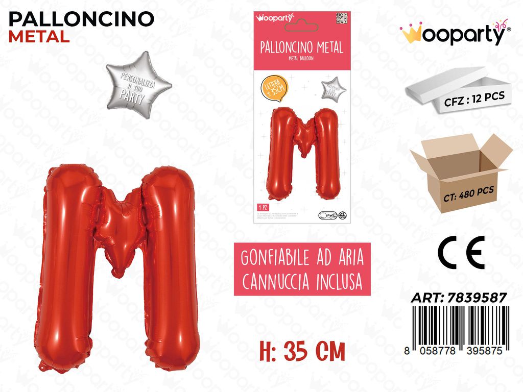 Palloncino Rosso Metal 35CM L. M