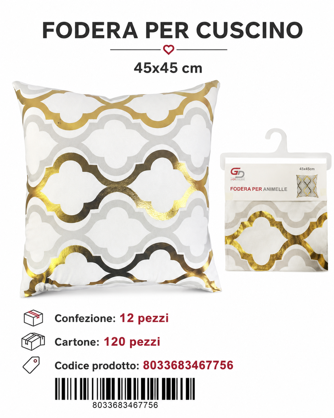 Federa Per Cuscino Animelle 45*45Cm