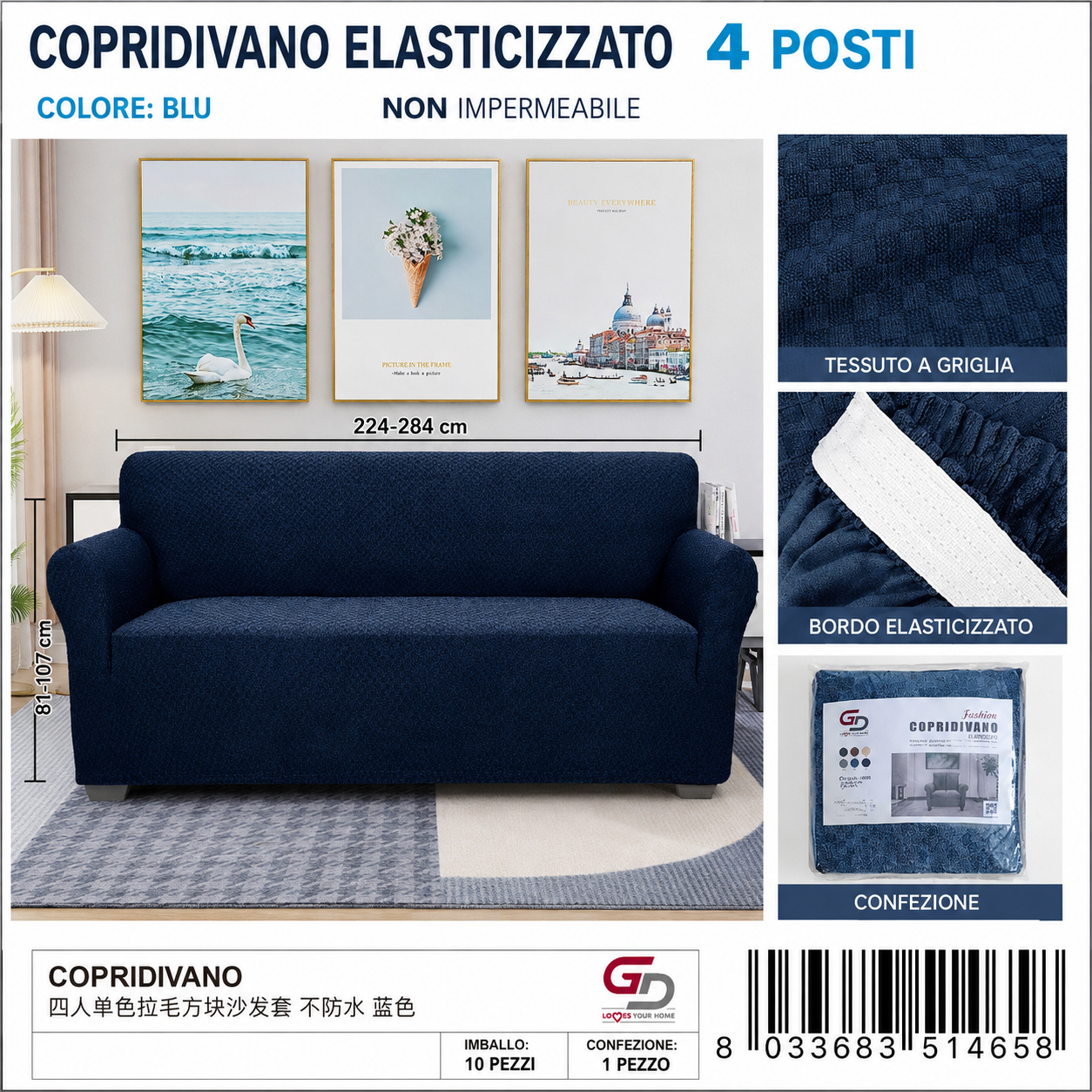 Copridivano 4Posti Non Impermeabile