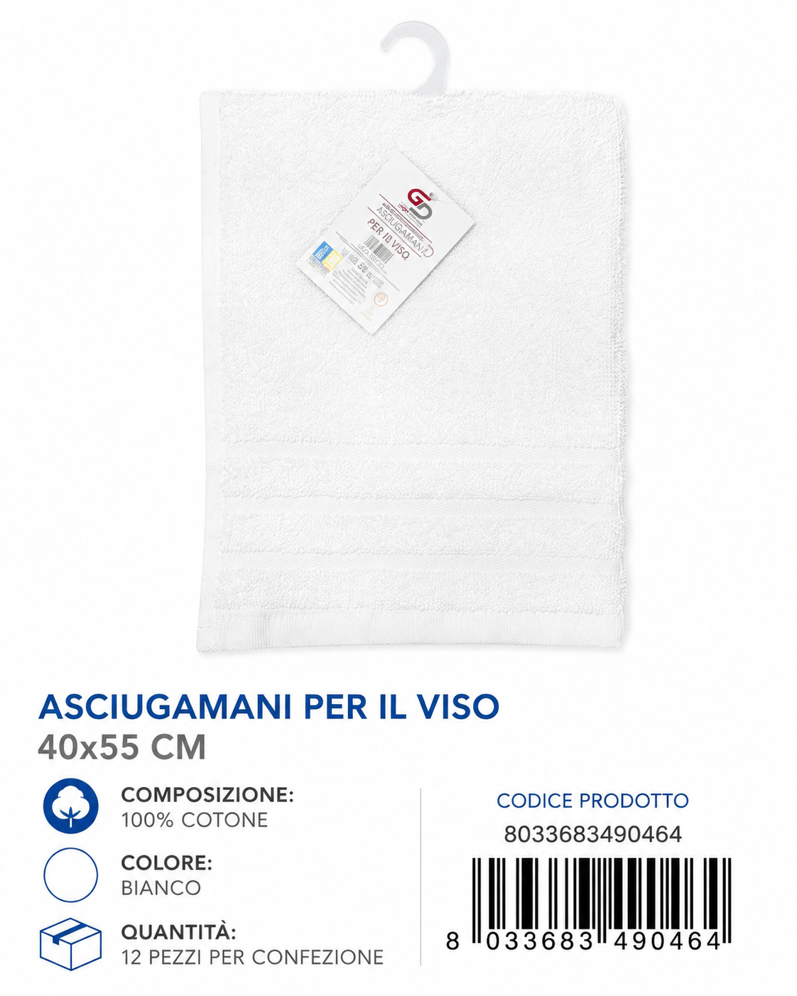 Guest Towels Bright White 40X55 16/S Ring 380