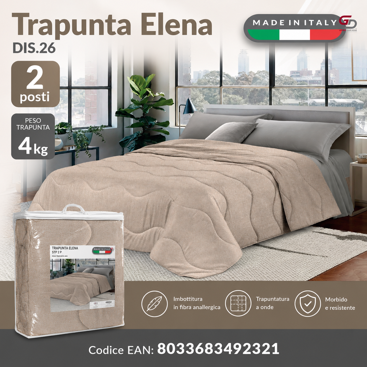 Trapunta Elena Stp 2P Dis.26 Peso Trapunta 4Kg
