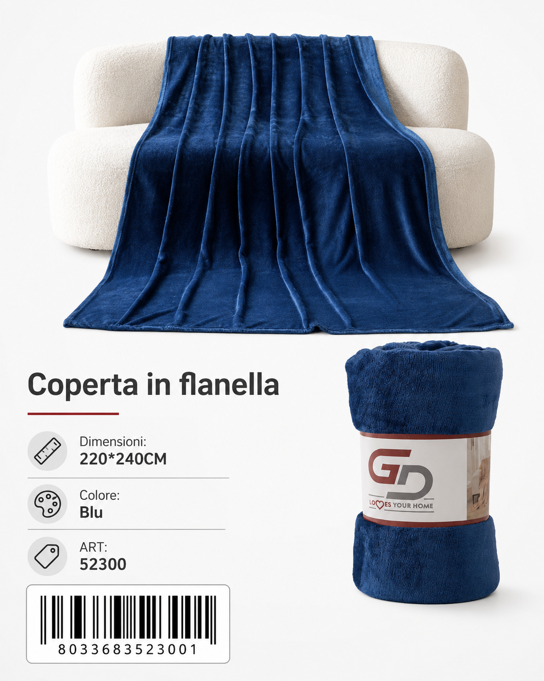 Plaid Coperta Singola 220*240Cm