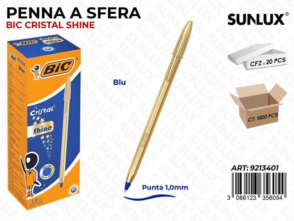 Bic Cristal Shine Celebrate Blu 1.0MM /Pz 20