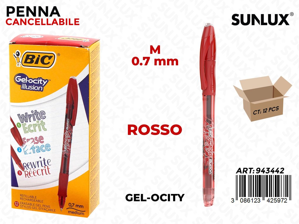 Bic Gelocity Illusion Cancellabile Rosso