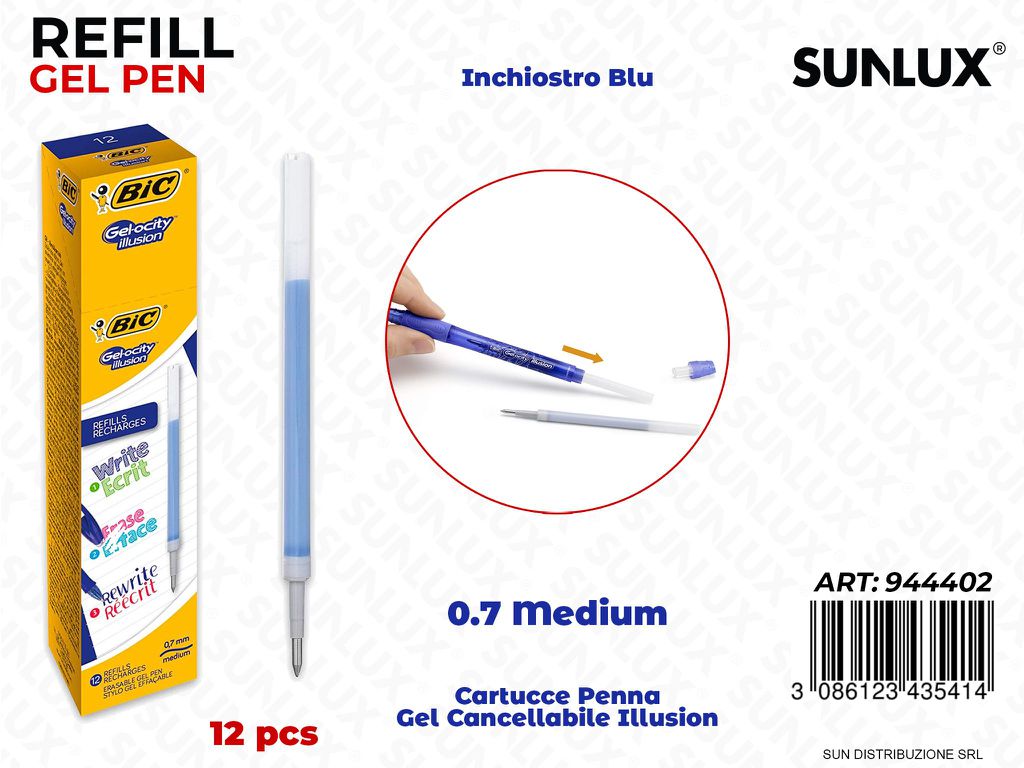 Bic Gelocity Illusion Refill Blu 0.7M 1