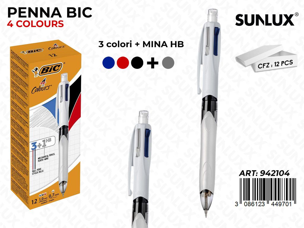 Penna Bic 4COLOURS 3COL. -mina Hb