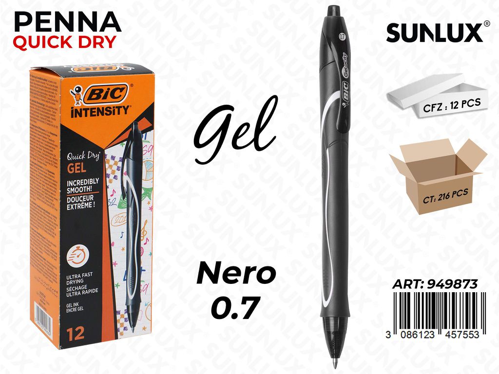 Bic Gel-ocity Quick Dry 0.7MM Nero