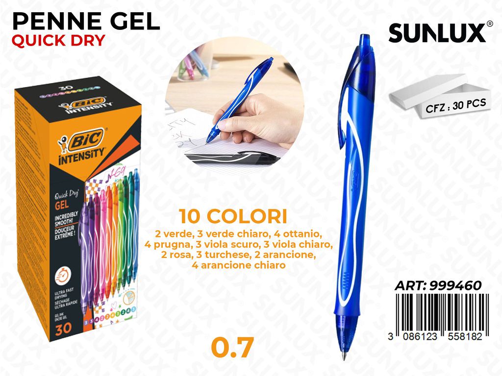 Bic Penne Gel Qick Dry 10COL.