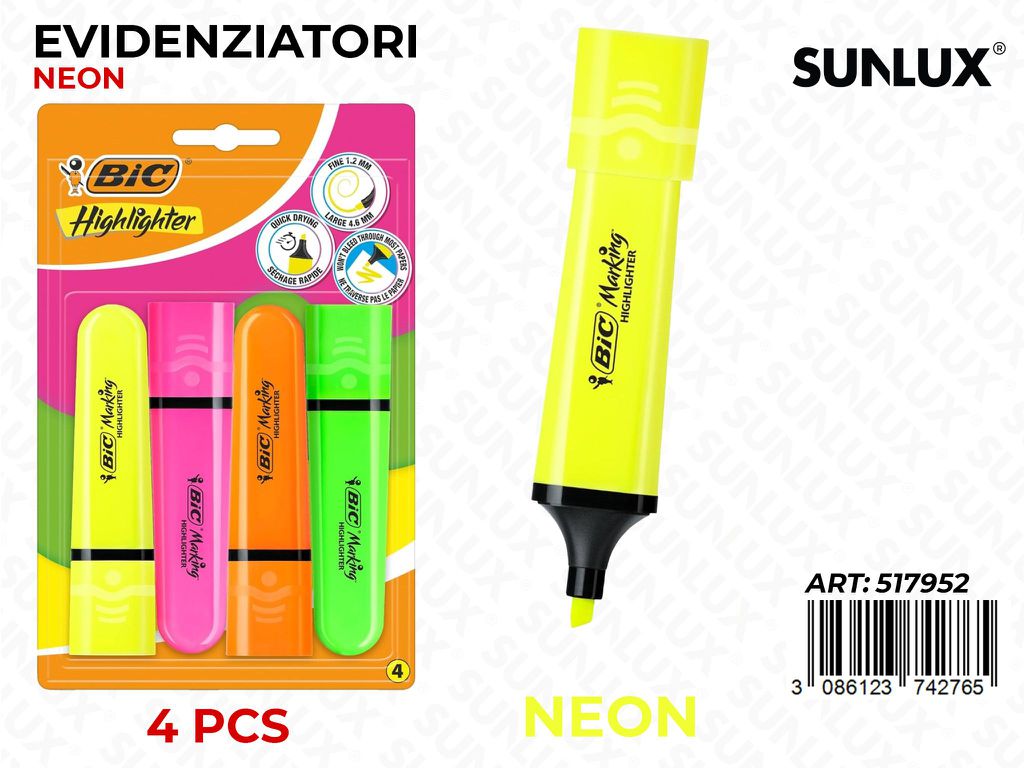 Bic. Evidenziatori Neon 4COL.