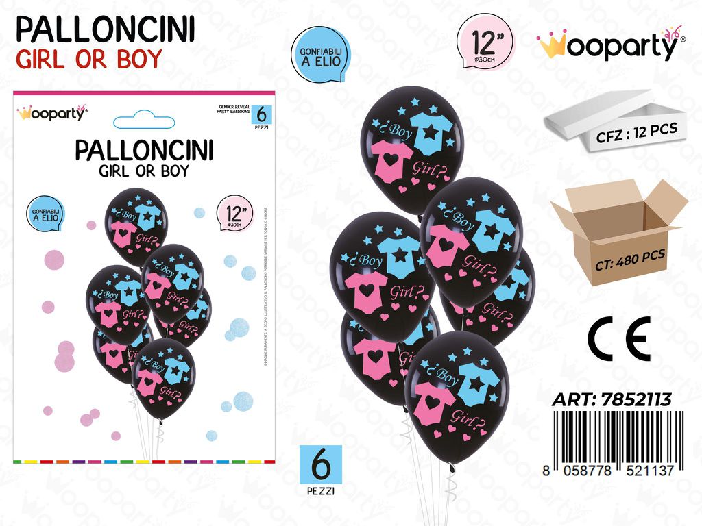 Wooparty Palloncini Boy Or Girl 6PCS 30CM