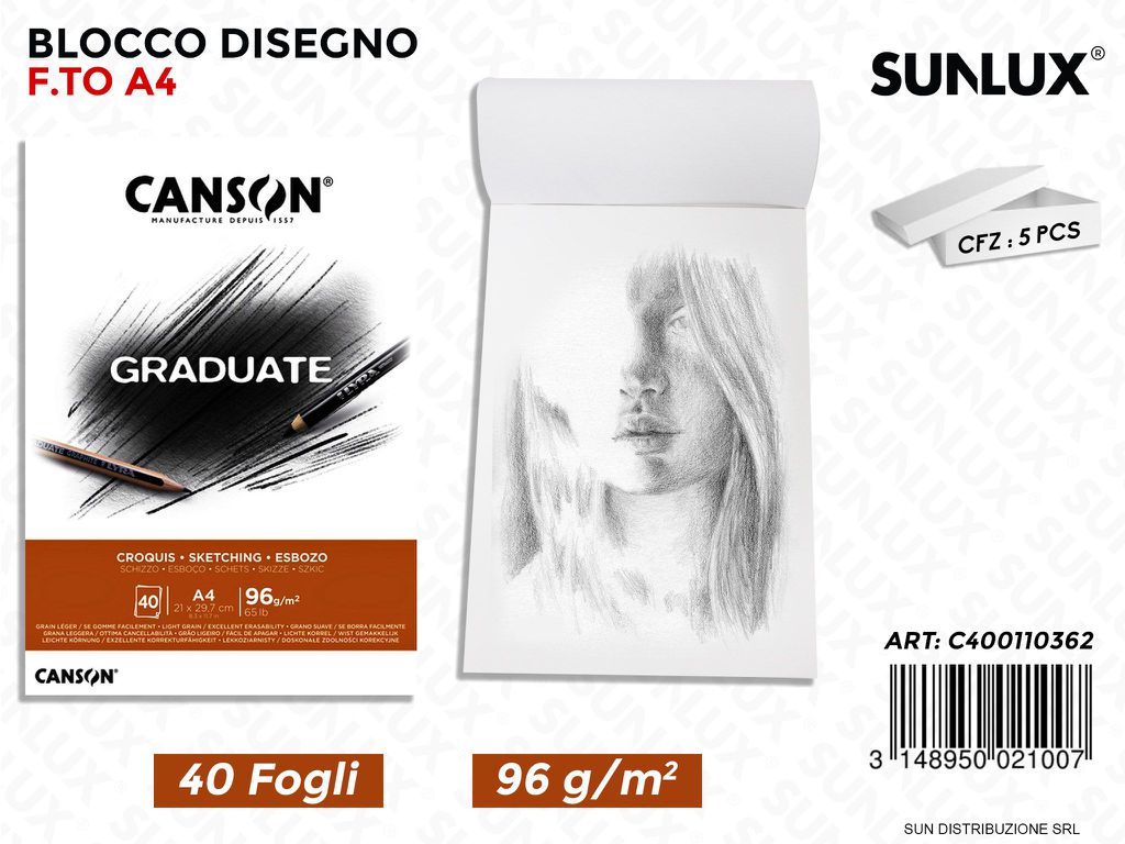 Blocco Disegno Schizzo F.to A4 40FF 96G