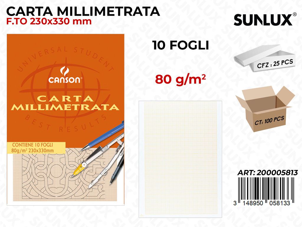 Carta Millimetrata 10FF 230*330MM 80GR