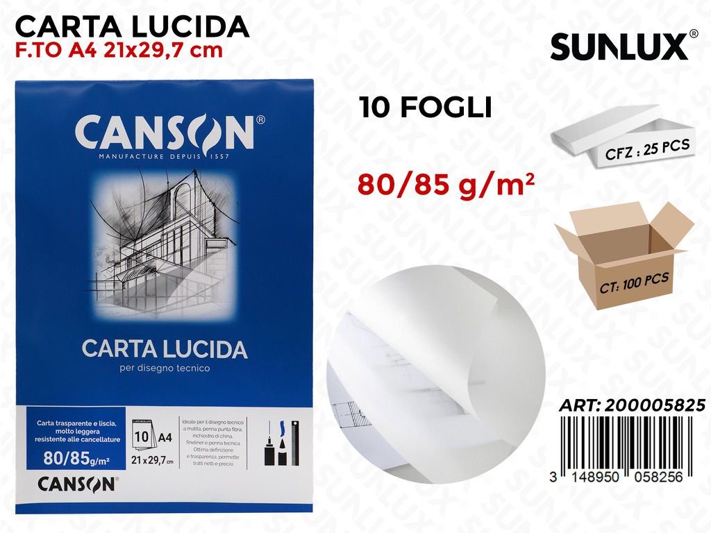 Carta Lucida 10FF A4 210*297MM 80-85GR