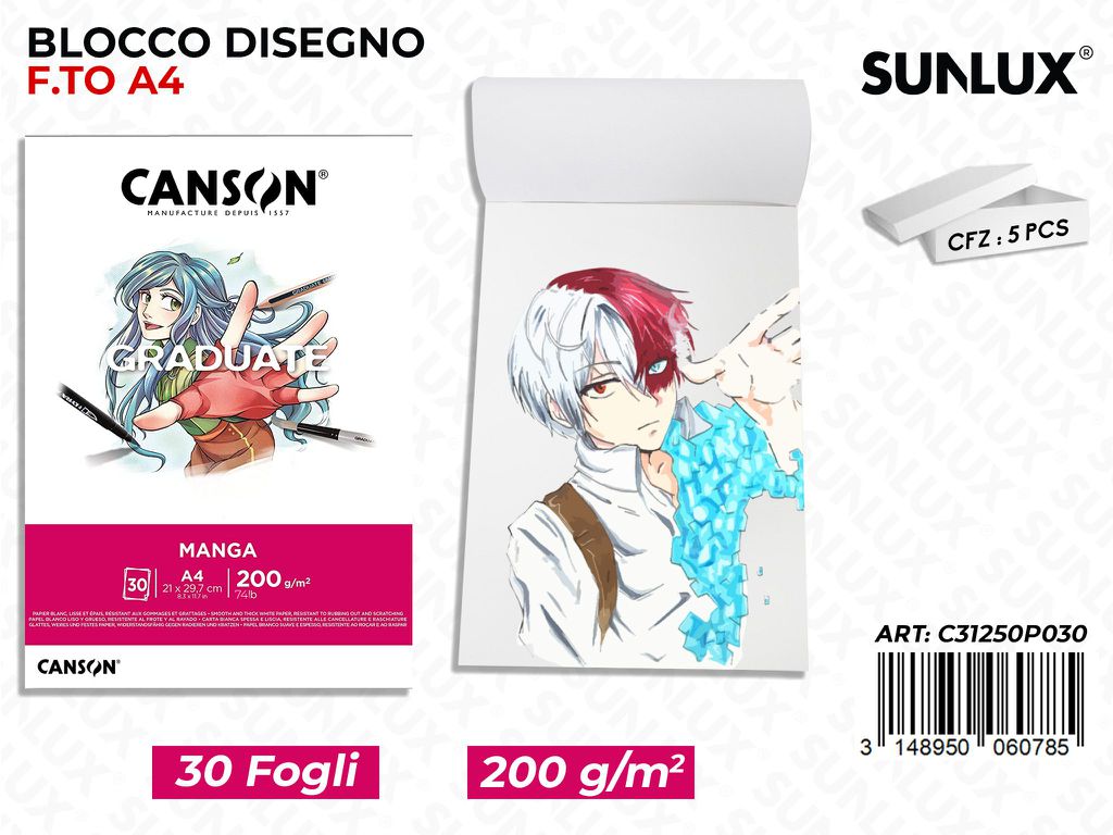 Canson Blocco Disegno Manga A4 30FF 200GR