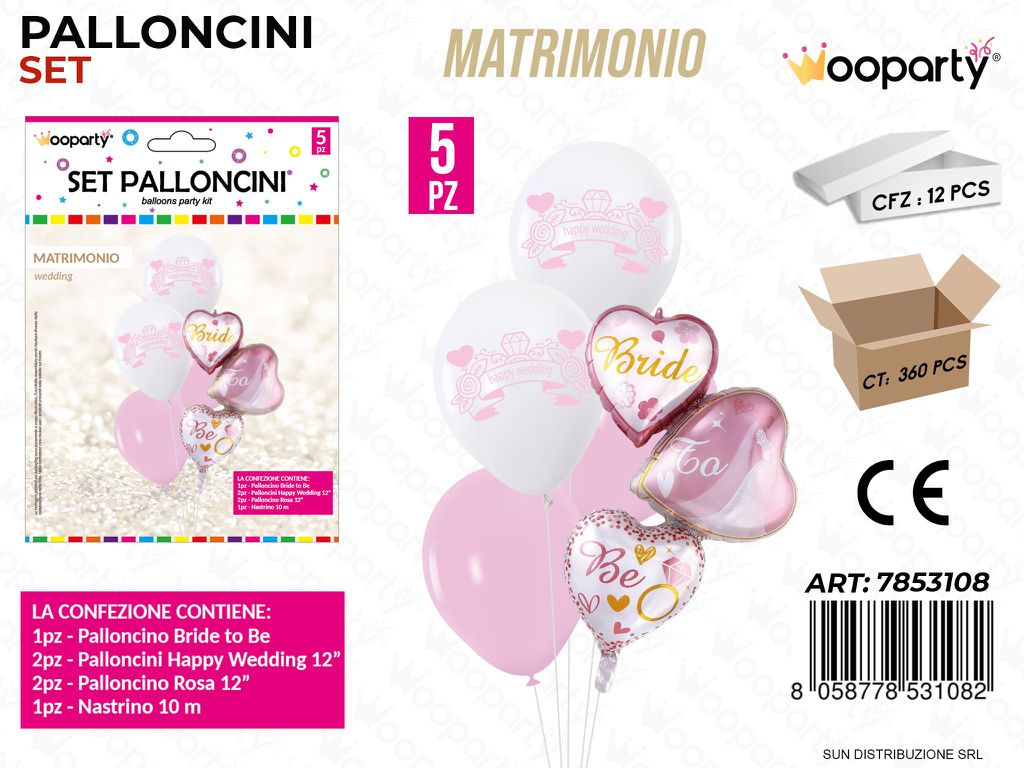 Set Palloncini Matrimonio 5PCS Ass.