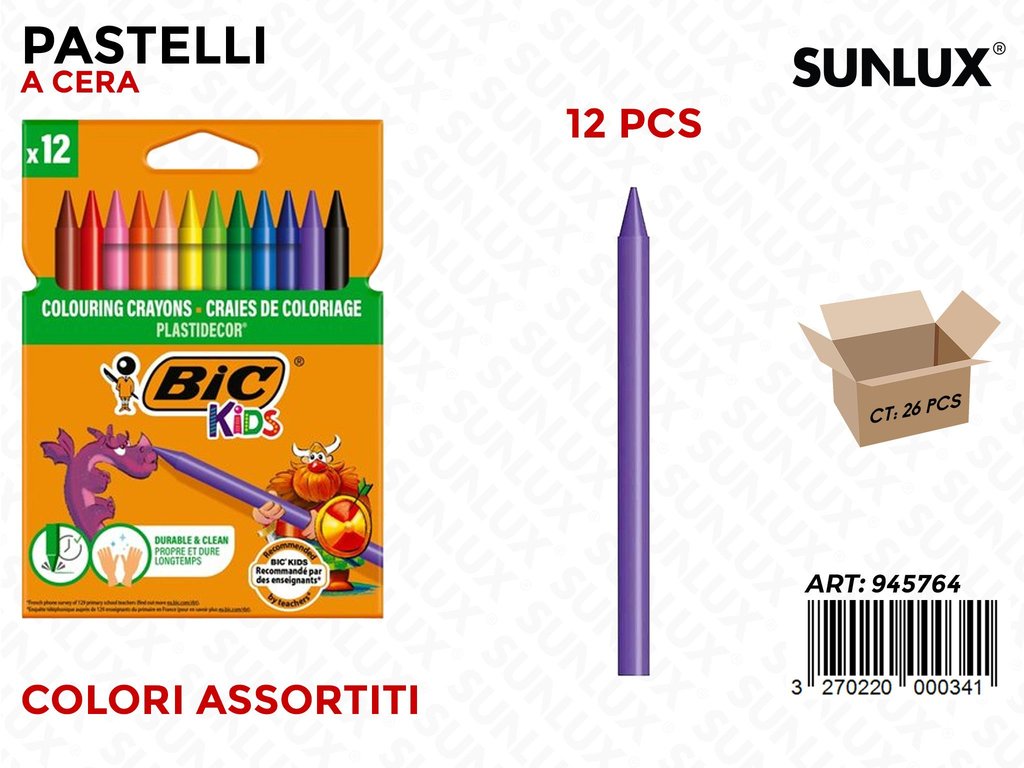 Bic. Pastelli a Cera 12COL. Ass.