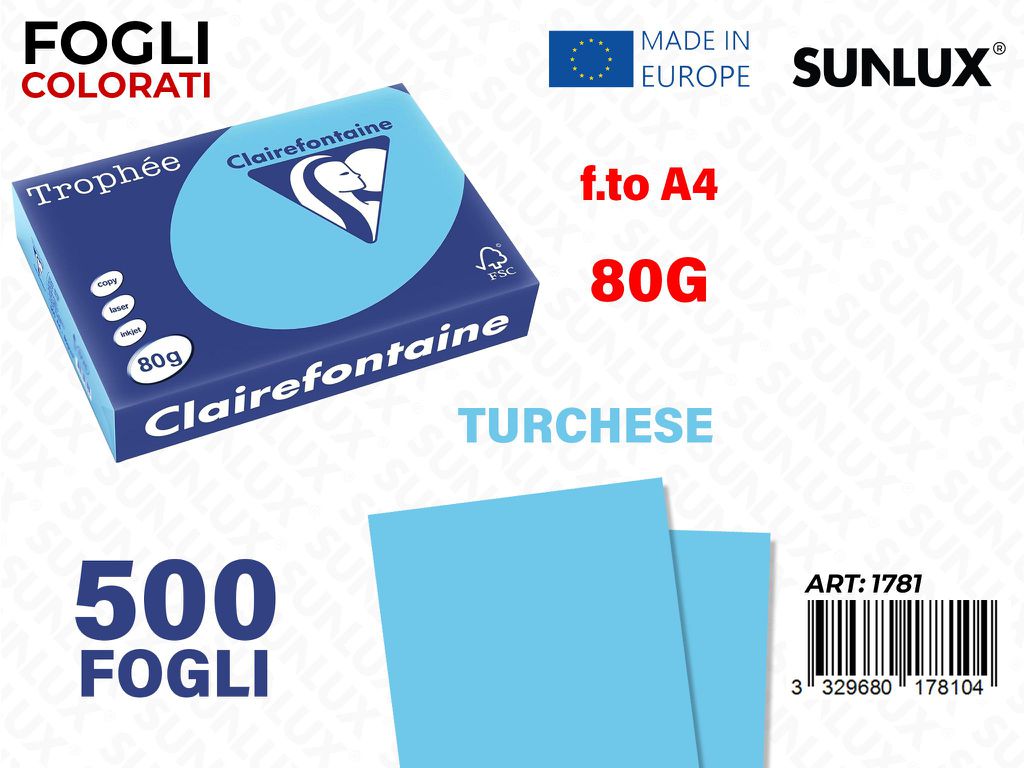 Carta Trophee Copy Turchese F.to A4 80GR 500PCS