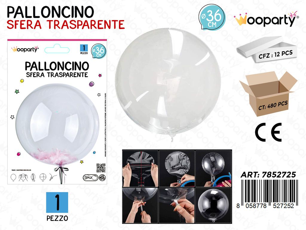 Wooparty Palloncino Sfera Trasp. Tpu D.36CM