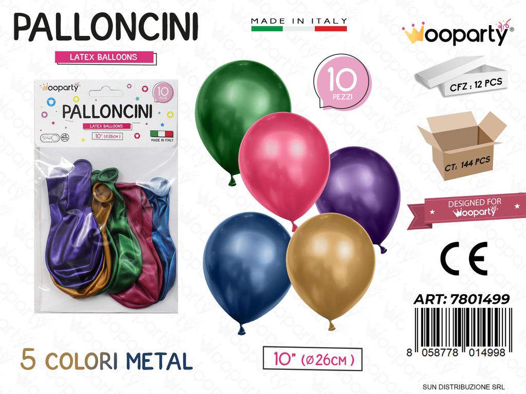 Palloncini 5COL. Ass. Metal 10 D.26CM 10PCS