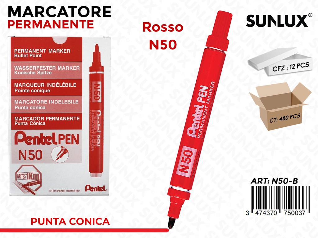 Pentel Marcatore Perm. Rosso N50