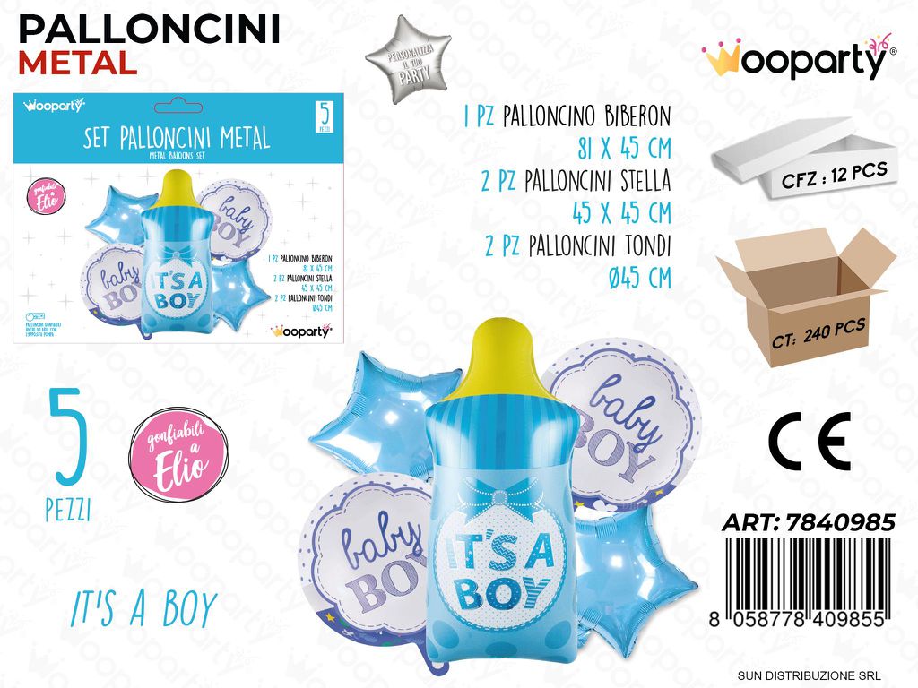 Set Palloncini Metal Its a Boy 5PCS