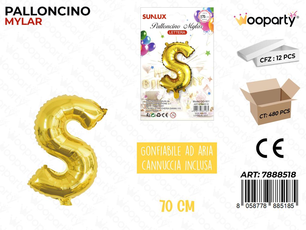 Palloncino Metal Oro Let. S 70CM