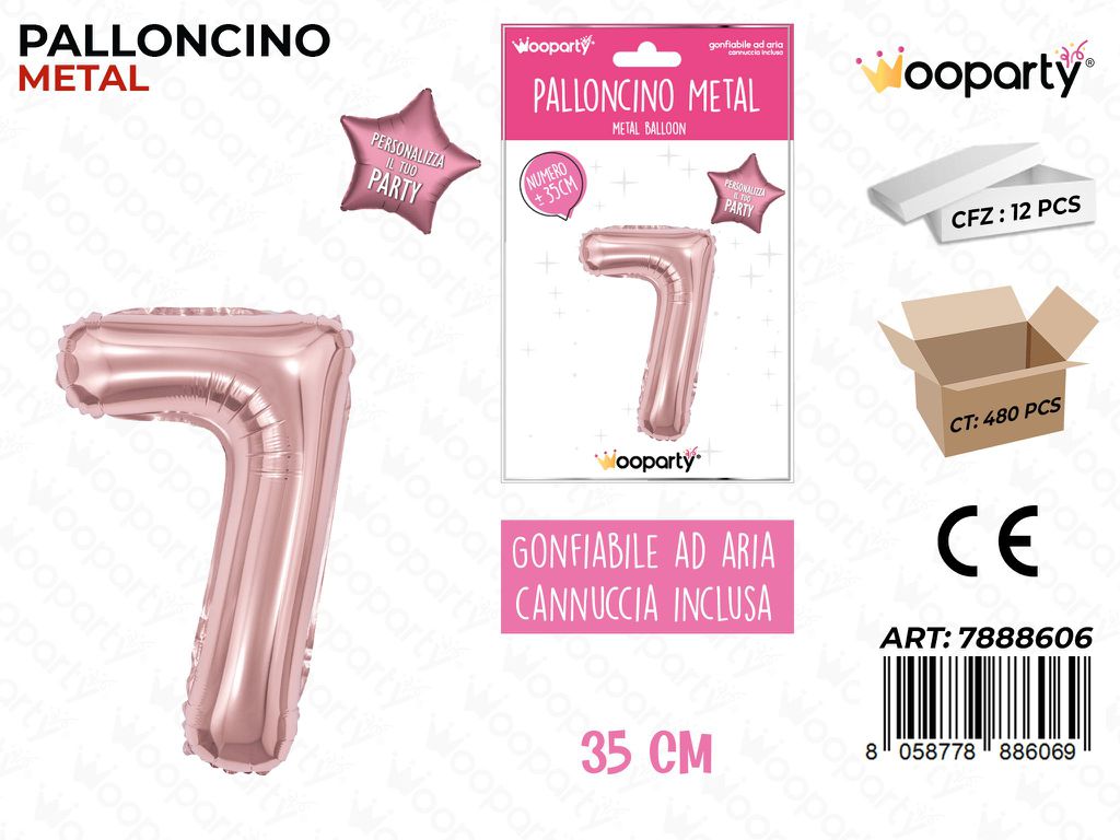 Palloncino Metal Oro Rosa 35CM N. 7