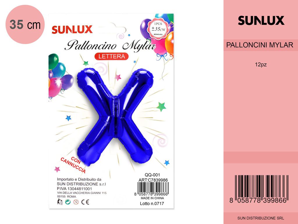 Palloncino Mylar Blu Lettera X