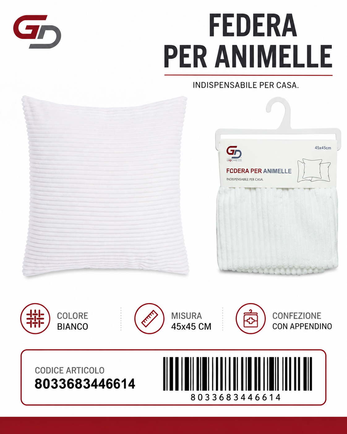 Federa Per Cuscino Animelle 45*45Cm