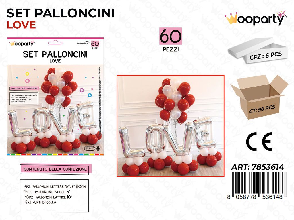 Set Palloncini Love 60PCS Ass.