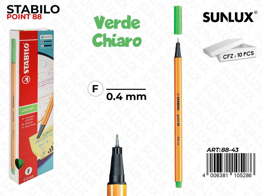 Stabilo Point 88-43 Verde Chiaro 0.4MM