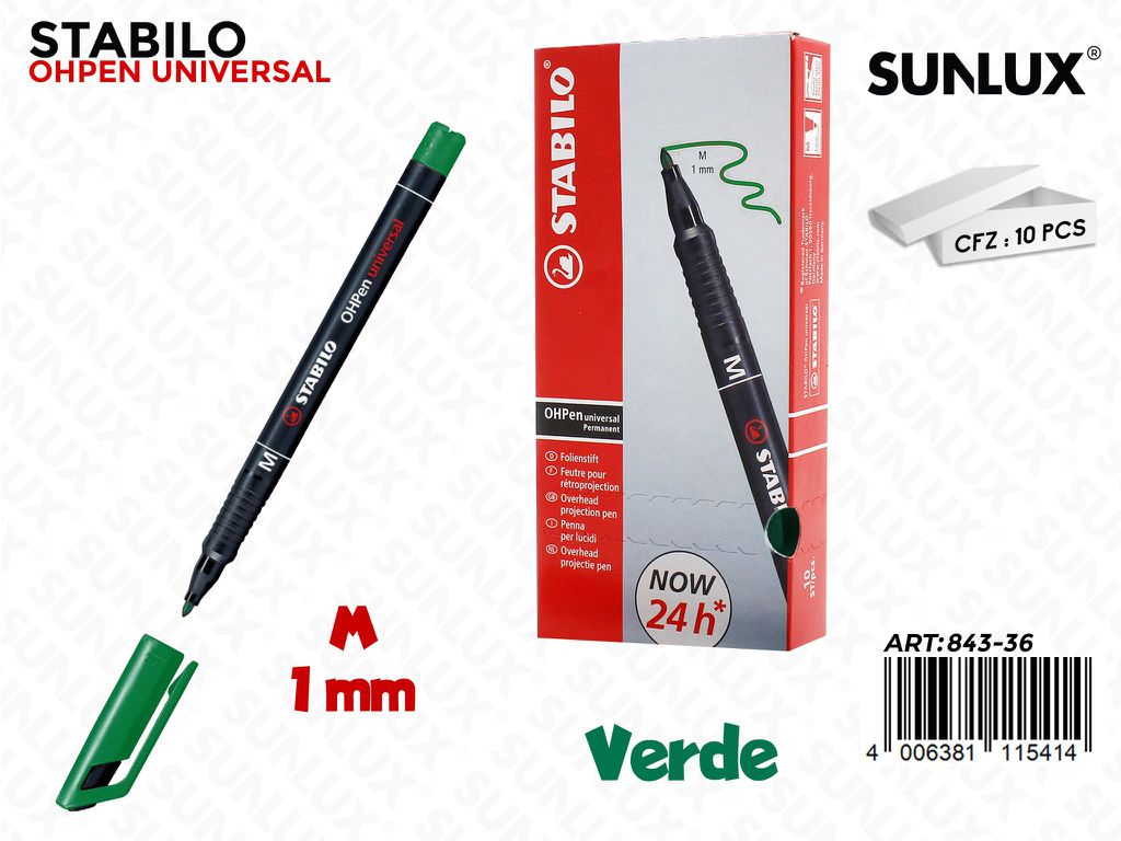Stabilo Ohpen F Permanente Verde 1MM