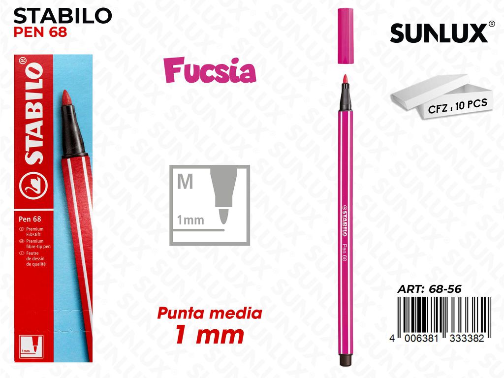 Stabilo Pen 68 Punta M Fucsia