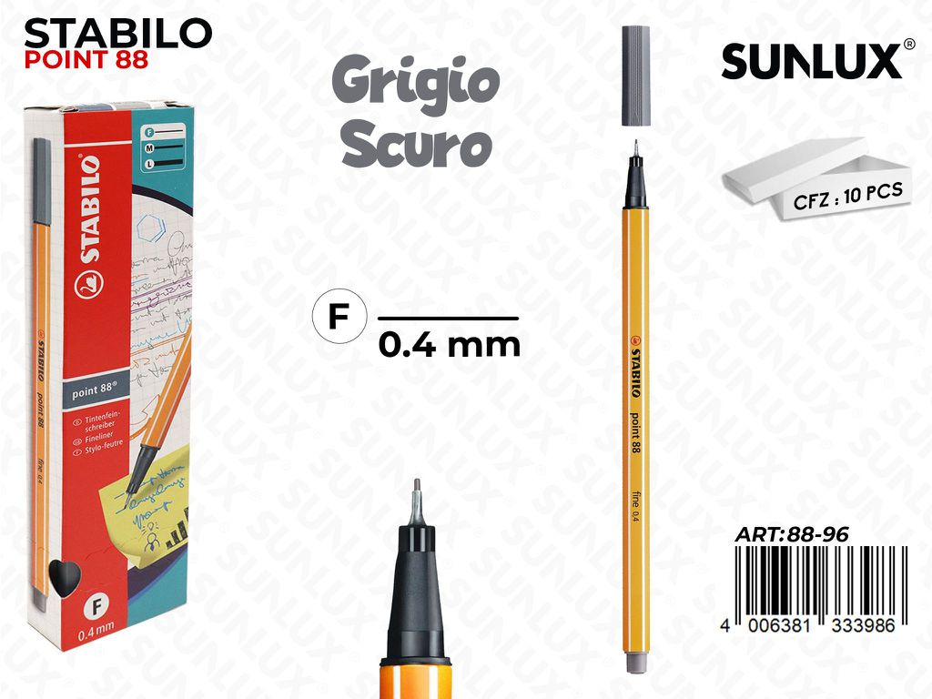 Stabilo Point 88-96 Grigio Scuro 0.4MM