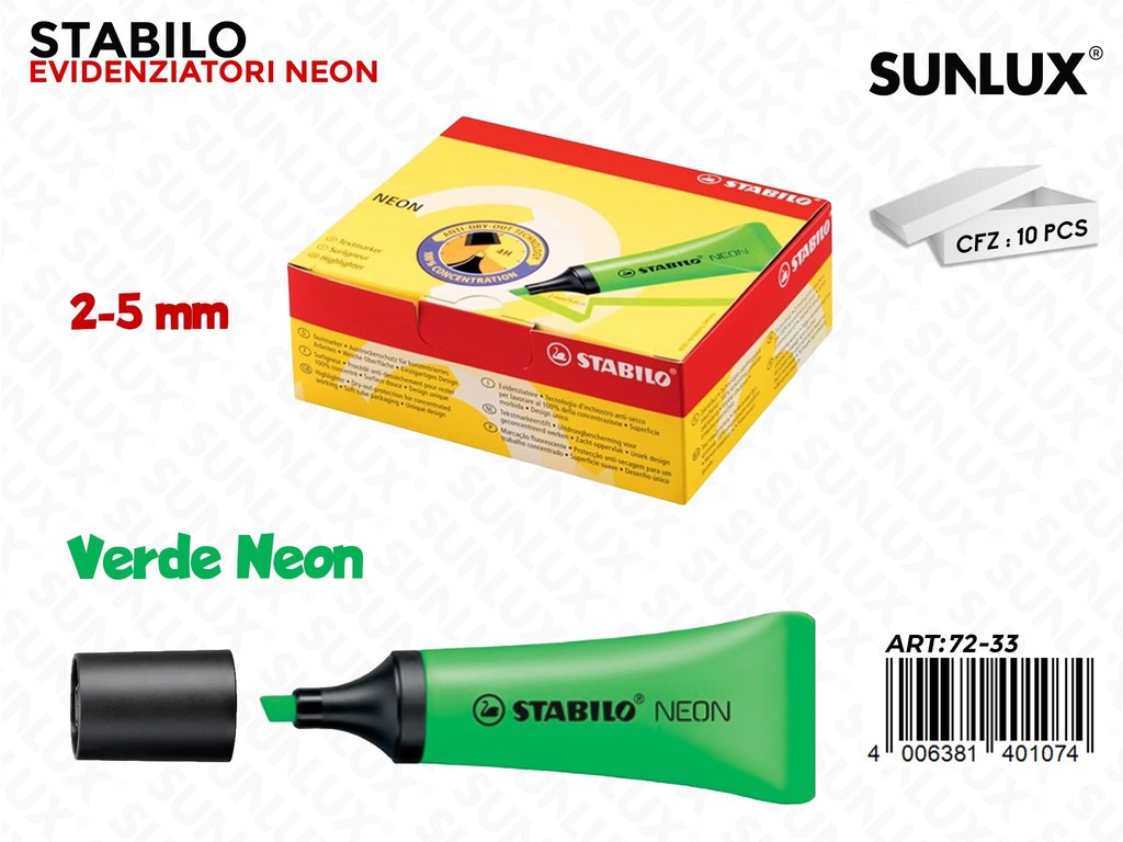 Evidenziatore Stabilo Verde Neon 2-5MM