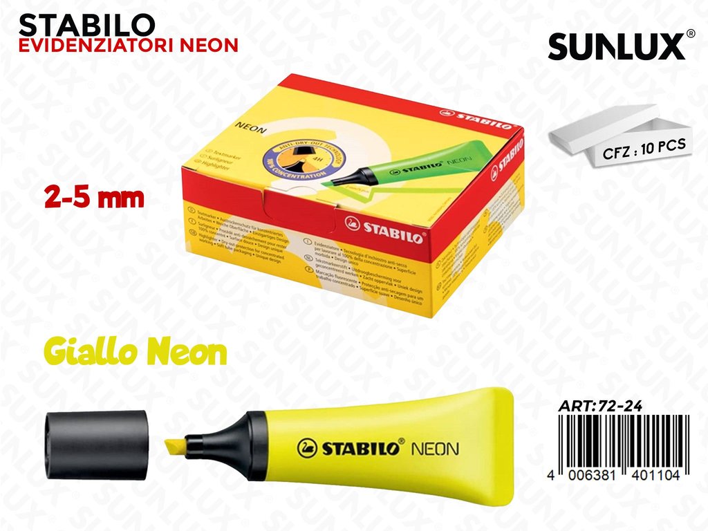 Evidenziatore Stabilo Giallo Neon 2-5MM