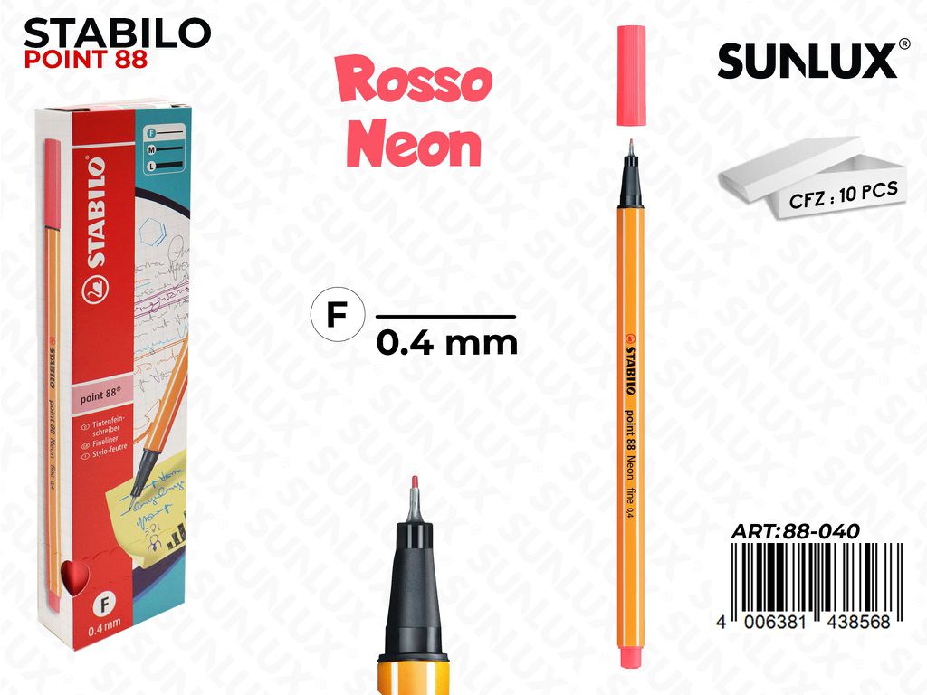 Stabilo Point 88-040 Rosso Neon 0.4MM