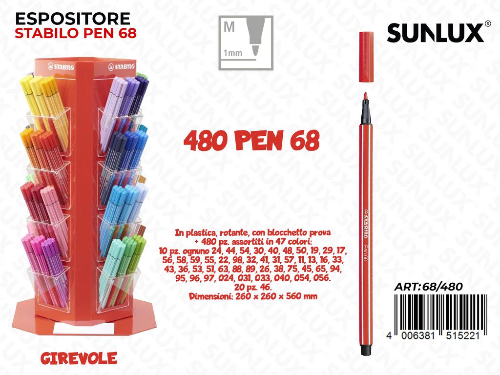 Esp. Girevole Stabilo Pen 68 Ass.