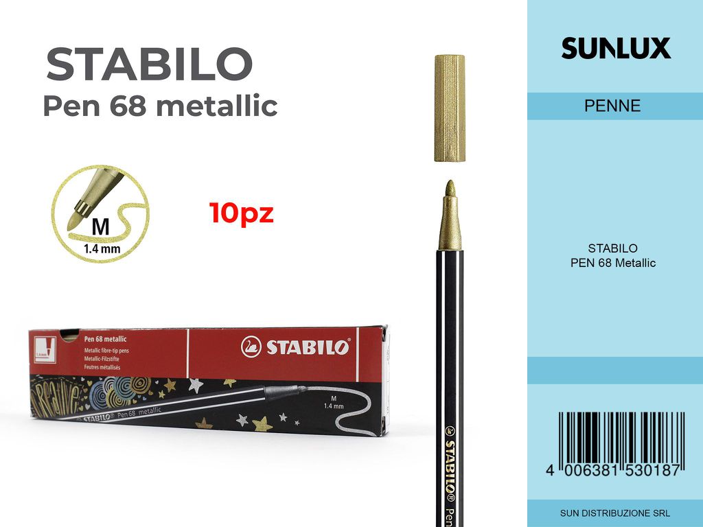Stabilo Pen 68 Punta M Metallic Oro