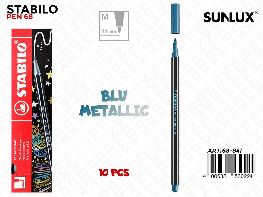 Stabilo Pen 68 Punta M Metallic Blu