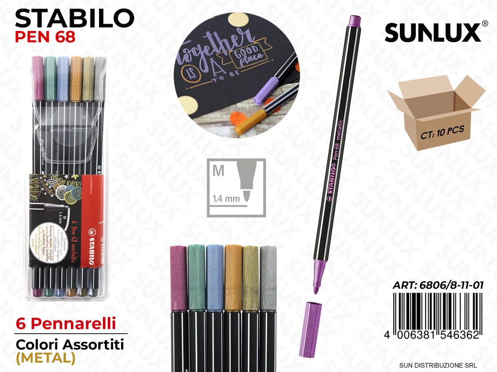 Stabilo Pen 68 Colori Metal Astuccio da 6