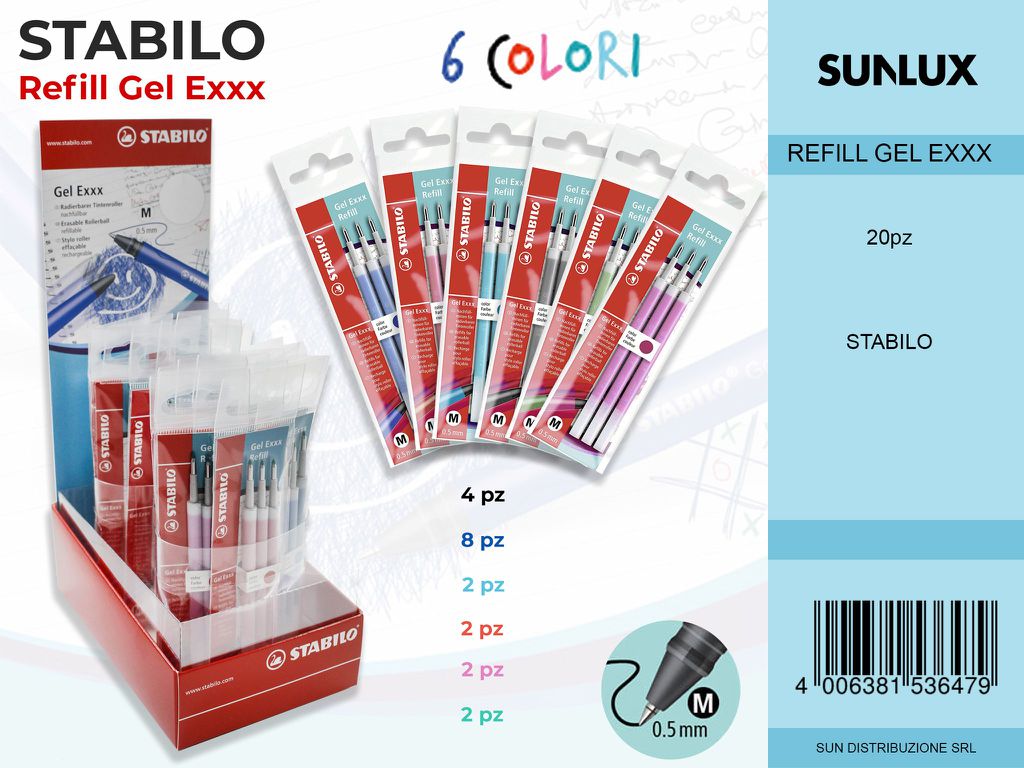 Espositore Ricarica Refill Gel Exxx 6COL. 3PC